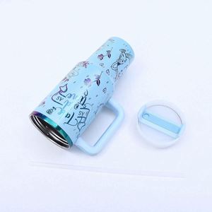 Vaso Térmico Moderno de 40 oz con Asa y Pajita Abatible, Personalizable con Logotipo - Botella de Agua de Acero Inoxidable Aislada y Resistente a Fugas, Ideal para Regalo - Product Image 3