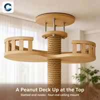 Arbre à chat en bois massif du sol au plafond, sans perçage, multi-niveaux, avec tube en carton intégré, espace pour chat, tour à chat grande taille, gain de place