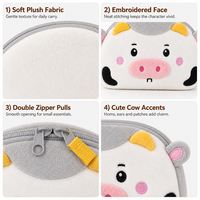 Porte-monnaie en peluche personnalisé OEM ODM en forme de vache, mini pochette mignonne, sac à dos