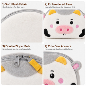 Portamonete in Peluche a Forma <span class=keywords><strong>di</strong></span> <span class=keywords><strong>Mucca</strong></span> Personalizzato OEM ODM, Mini Borsa Portasoldi Carina per Zaino - Product Image 2