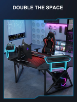 Table d'ordinateur de conception e-sport, grand bureau, noir, table de jeu PC d'angle, table personnalisée ODM