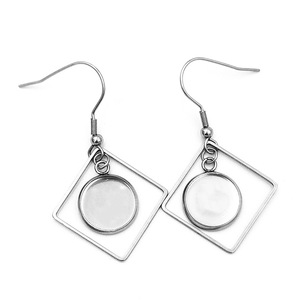 Pendientes Colgantes Geométricos de Acero Inoxidable, Color Acero, Huecos, Accesorios de Joyería DIY, Pendientes Colgantes Unisex de Moda - Product Image 4