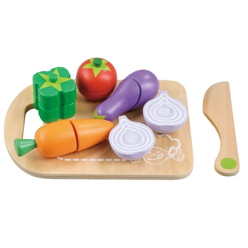 Phoohi-Juego de comida de imitación para niños, juguete de madera para cortar verduras