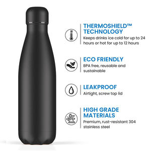 Botella de agua al vacío de doble pared de acero inoxidable, botella de agua en forma de cola, con mango de silicona, venta al por mayor - Product Image 3