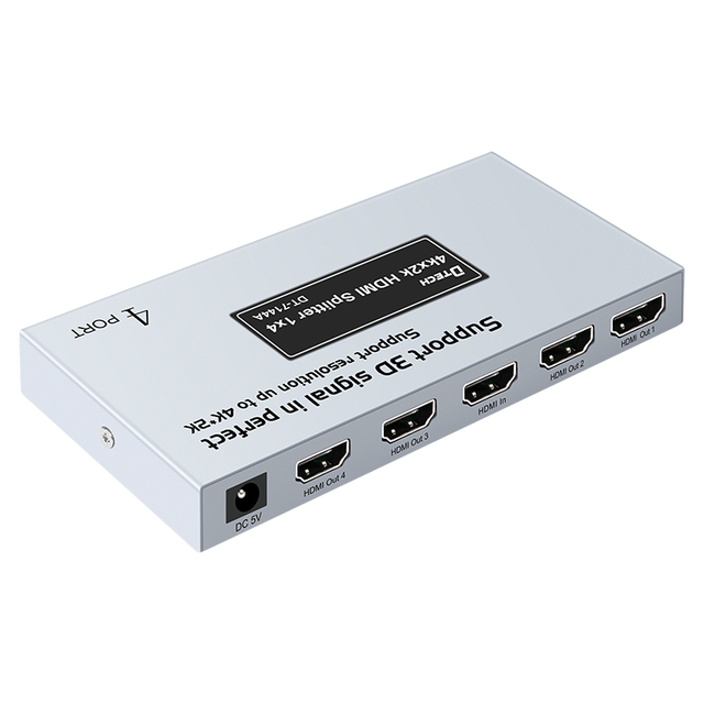 OEM HDMI Splitter 1 in 4 Out 4K 2K 3D 3.4Gbps Sliver 35M DC5V HDMI Splitter for Laptop TV Display Projector