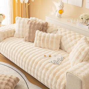 Cojín de Sofá de Felpa de Conejo, Color Blanco Crema, Rectangular, Grueso, Antideslizante, Imitación de Piel, Decoración para el Hogar, Tipo Almohadilla - Product Image 4