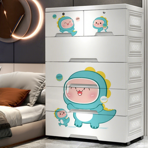 现代五层多功能婴儿衣柜儿童塑料储物柜客厅抽屉式储物车 - Product Image 5
