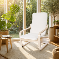 Fauteuil de loisirs moderne en bois courbé, fauteuil en bois massif, tissu en coton de haute qualité, fauteuil relaxant pas cher pour le bureau, le salon