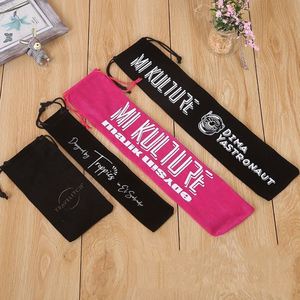 Sac de rangement portable en velours à cordon de serrage, style long, pour perche à selfie et flûte, avec impression par transfert thermique - Product Image 2