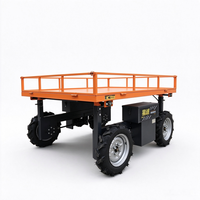 Chariot à plateforme électrique tout-terrain 4 roues 500 kg 1000 W pour la récolte en verger, largeur réglable, chariot agricole