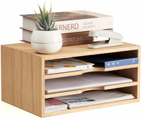 Organisateur de bureau moderne multifonctionnel en bois massif naturel écologique à trois niveaux, finition lisse, directement de l'usine, pour la maison et le bureau