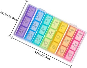 Organisateur de pilules hebdomadaire en plastique, 7 jours, 21 compartiments, couleurs arc-en-ciel - Product Image 2