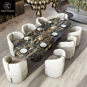 Set <span class=keywords><strong>Tavolo</strong></span> da Pranzo Ovale di Lusso con 6-8 Sedie, Piano in <span class=keywords><strong>Marmo</strong></span>, Tavoli per <span class=keywords><strong>Cucina</strong></span>, Matrimoni e Banchetti, Arredamento per Casa - Product Image 3