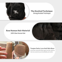 Haute qualité hommes toupet Fine Mono 100% système de remplacement de cheveux humains indiens colle perruques pour hommes toupet