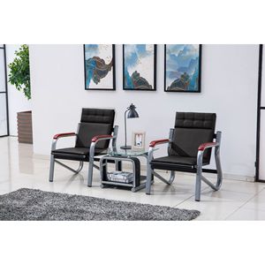 Conjunto de Sofás para Hotel Wolverhampton, 3 Plazas, Cuero Negro, Estructura Metálica, Muebles Modernos para Recepción y Salón, para Hoteles y Oficinas - Product Image 3