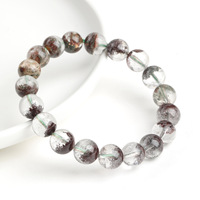 Bracelet en cristal naturel vert fantôme, perles rondes, bracelet fantôme, bijoux unisexes pour hommes et femmes, vente en gros d'usine