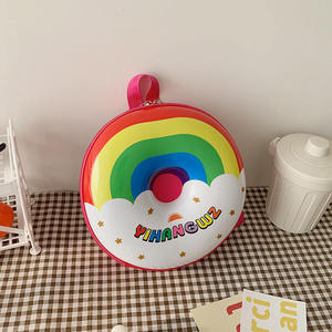 Mochila de PU con forma de donut, multicolor, con cierre de cremallera, estilo moderno, para todas las estaciones, uso diario, mochilas escolares para niños - Product Image 3