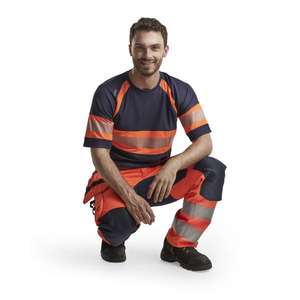 BLAKLADER - 155218115389D88 Pantalones Hi-Vis elásticos Naranja/Azul marino-EAN 7330509663639 ROPA DE TRABAJO DE LA HI-VIS - Product Image 4