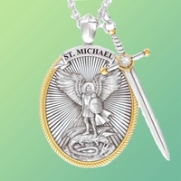 Nouveau Viking Hommes Colliers Archange St.michael Saint Bouclier Protection Collier Ange Ailes Foi Croix Pendentif