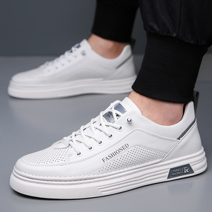 <b>White</b> Mesh Sneakers Men Summer Breathable <b>Lace</b> Up Round Toe Rubber Outsole EVA Midsole Fashion Casual Shoes - Product Image 2