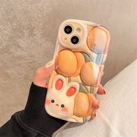 Étui de téléphone portable Tulip Blue Light pour iPhone 18 Pro Max, étui de téléphone portable Blu-ray avec motif de lapin fleuri, coque adorable