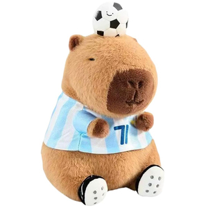 Peluche Personalizzato all'Ingrosso di Capibara con Pallone da Calcio in Testa, 9 Pollici, Morbido Giocattolo Imbottito, Regalo Perfetto per Bambini e Tifosi di Calcio - Product Image 1