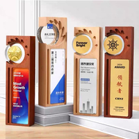 Trophée rectangulaire en bois, plaque en bois avec cristal, récompense MH-FJ0270