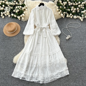 Nouvelle Robe Longue Élégante et Stylée pour Femme avec Dentelle Ajourée et Patchwork, Collection Printemps - Product Image 2