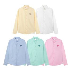 Chemise habillée de luxe pour <span class=keywords><strong>homme</strong></span> en coton à manches longues, style polo, avec motif cœur brodé, respirante, style parisien populaire, collection printemps - Product Image 1