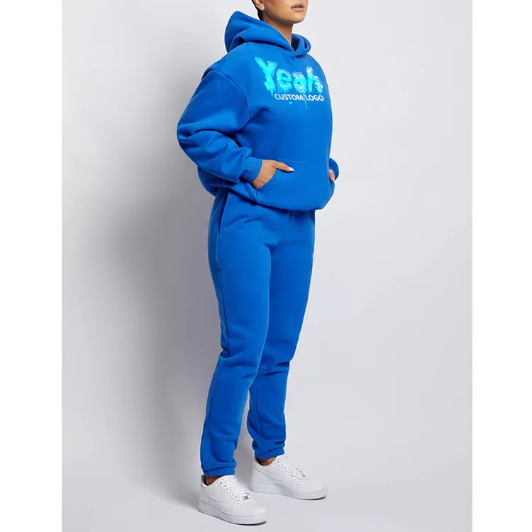 2022 women clothing fashion relaxed hoodie sets matching casual pant jogging bottoms solid color sweat pants running joggers