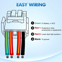 Interruptor basculante ON-OFF de 12V con IP65 ABS + Kit de cable de conexión rápida de construcción metálica para reemplazo de barra de luz de parachoques de coche