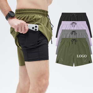 Running Shorts 2 <b>Layers</b> Blank Custom Logo Breathable Quick Dry High Quality Polyester Shorts for Men - Product Image 2