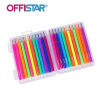 Lot de 24 crayons de couleur en gros pour usine, avec étui en plastique, pour dessin, pour enfants, ensemble de papeterie scolaire, ensemble d'écriture