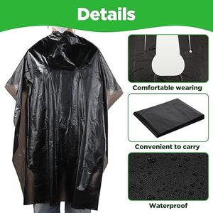 Capa de Salón Impermeable Reutilizable de Material PE para Estilistas, Capa Simple para Barbería, Color Negro, para Tinte, Corte y Coloración, Duradera y Ecológica - Product Image 6