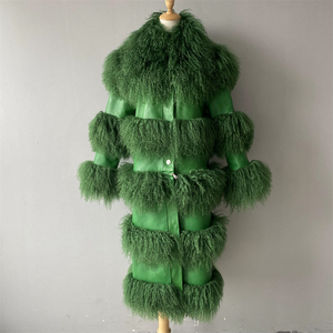 Jxwatcher Nuovo Cappotto di Moda per Signore in Vera Pelliccia Mongola, <span class=keywords><strong>Trench</strong></span> in <span class=keywords><strong>Pelle</strong></span> di Pecora Naturale, Lussuoso Cappotto Lungo in Vera <span class=keywords><strong>Pelle</strong></span> per Donne - Product Image 3