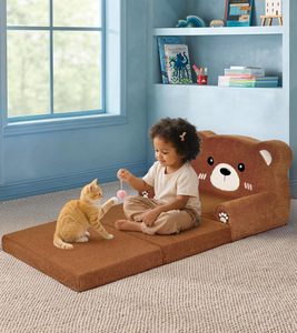 Custom Factory Multifunctional 2-in-1 Plush <b>Sofa</b> Soft Toddler Couch with Blanket Compressed <b>Foam</b> Foldable Kids Furniture - Product Image 2