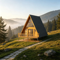 Cabaña Prefabricada Personalizada en Forma de A, Villa de Madera Portátil para Glamping, Casa Triangular Pequeña para Proyectos Turísticos