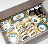 Service de vaisselle en céramique écologique à motif floral personnalisé Bohemian Frost, compatible micro-ondes, bols à soupe/riz de 4,5 pouces, saladier