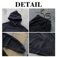 Conjunto de Sudadera con Capucha y Pantalones Jogger Acampanados de Felpa Francesa 100% Algodón Kingsen, Estilo Holgado Oversize con Estampado Puff y Lavado Ácido