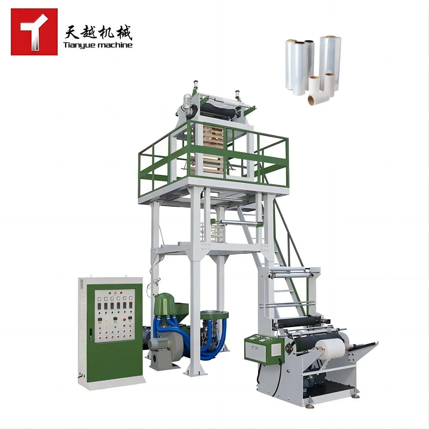 Tianyue High-Speed Temperature Control Extruder Biodegradable Plastic Abc Blowing Film Machine Extruder PLA Film Blowing Machine