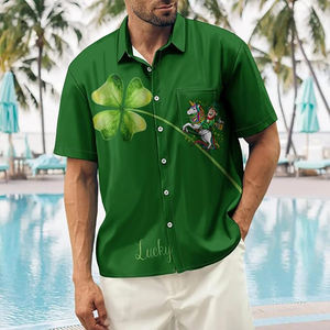 Chemise à manches courtes pour hommes, col de chemise, chemises imprimées abstraites, hauts de plage décontractés - Product Image 3