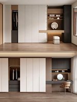 Dressing sur mesure |   Armoire intégrée minimaliste italienne sans poignées avec panneau solide et porte en verre à cadre noir et éclairage LED