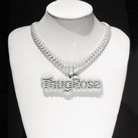 Pendentif personnalisé en moissanite baguette, en argent sterling 925, serti de moissanites baguette VVS, pendentif prénom, bijoux hip-hop