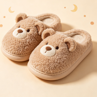 Chaussons d'hiver chauds en fourrure pour enfants Kedi, design mignon de dessin animé avec animal en peluche, pour chambre d'enfant, intérieur, pour parents et enfants