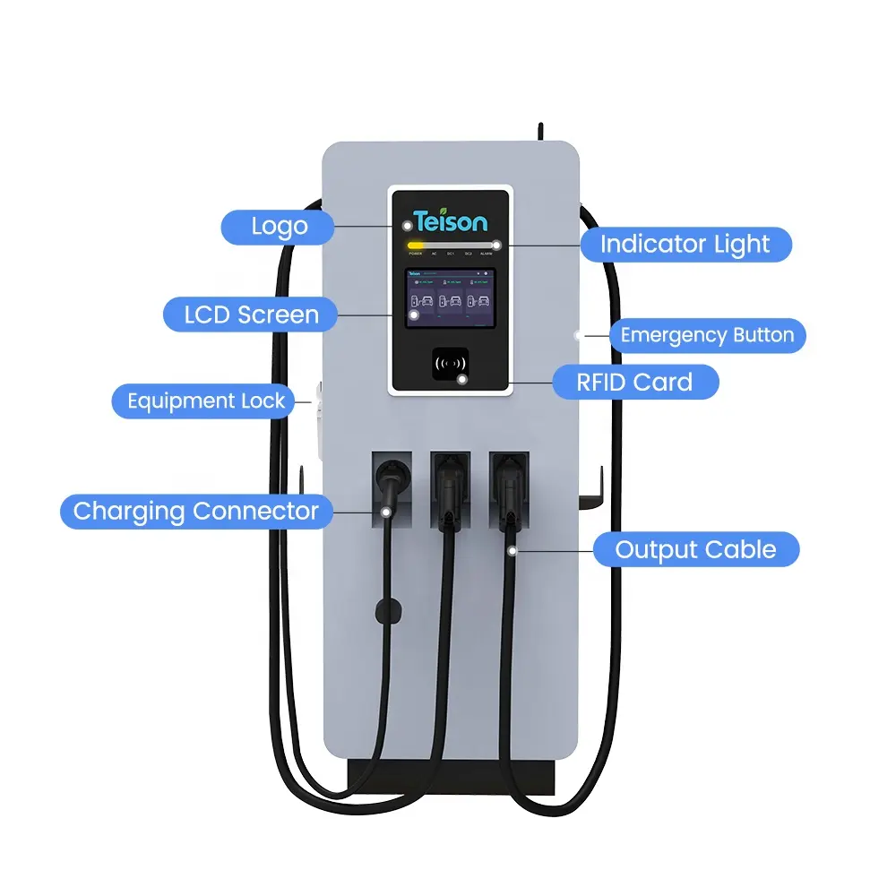 Kartu pembayaran Pos 120KW DC EV pengisi daya sistem pengisian EV stasiun pengisi daya tumpukan DC EV tiga colokan pistol