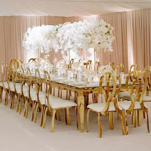 Luxury New Event Design Gold <b>Stackable</b> Stainless Steel Decoration Furniture <b>Dining</b> Banquet <b>Chair</b> for Wedding - Product Image 1