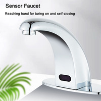 Robinet de lavabo électrique automatique sans contact à détection, économie d'eau, alimenté par piles, monotrou