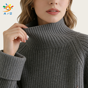 Venta al por mayor de fábrica: Suéter de punto AJB para <span class=keywords><strong>mujer</strong></span>, largo, de color liso, holgado, con <span class=keywords><strong>cuello</strong></span> <span class=keywords><strong>alto</strong></span>, mezcla de lana/acrílico - Product Image 6