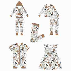 Mono <span class=keywords><strong>de</strong></span> Manga Larga <span class=keywords><strong>de</strong></span> Fibra <span class=keywords><strong>de</strong></span> Bambú y Spandex para Bebés Recién Nacidos, Niñas y Niños, Estampado Personalizado, Pelele para Bebés con Cremallera - Product Image 3