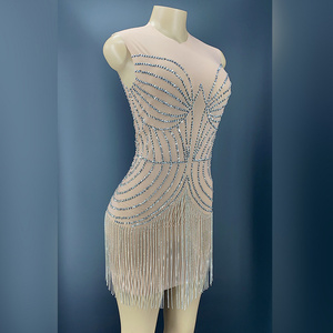 NOVANCE Y2210 abbigliamento donna 2021 nappa senza maniche diamante striscia sottile Costume latino Sparkle ragazza Mini gonna danza <span class=keywords><strong>Sexy</strong></span> - Product Image 5